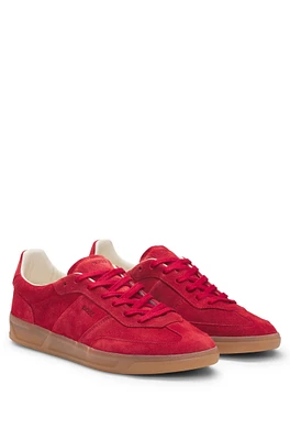 Suede lace-up trainers with logo detail