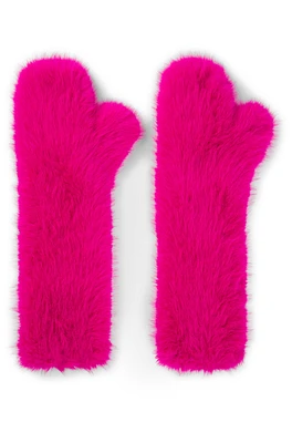 BOSS - NAOMI x fleece-lined mittens faux fur Pink