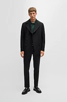 BOSS - Slim-fit double-breasted short coat wool Black