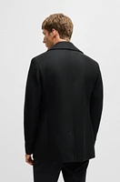 BOSS - Slim-fit double-breasted short coat wool Black