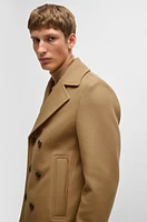 Slim-fit double-breasted short coat wool