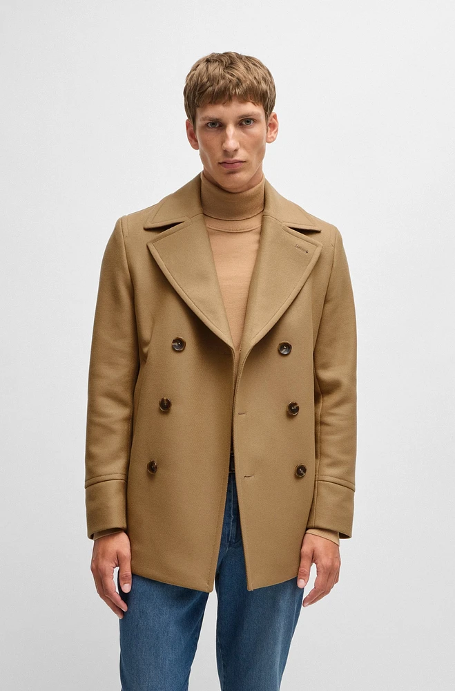 Slim-fit double-breasted short coat wool