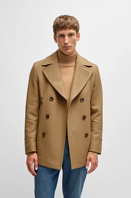 Slim-fit double-breasted short coat wool