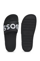 Italian-made slides with large logo detail