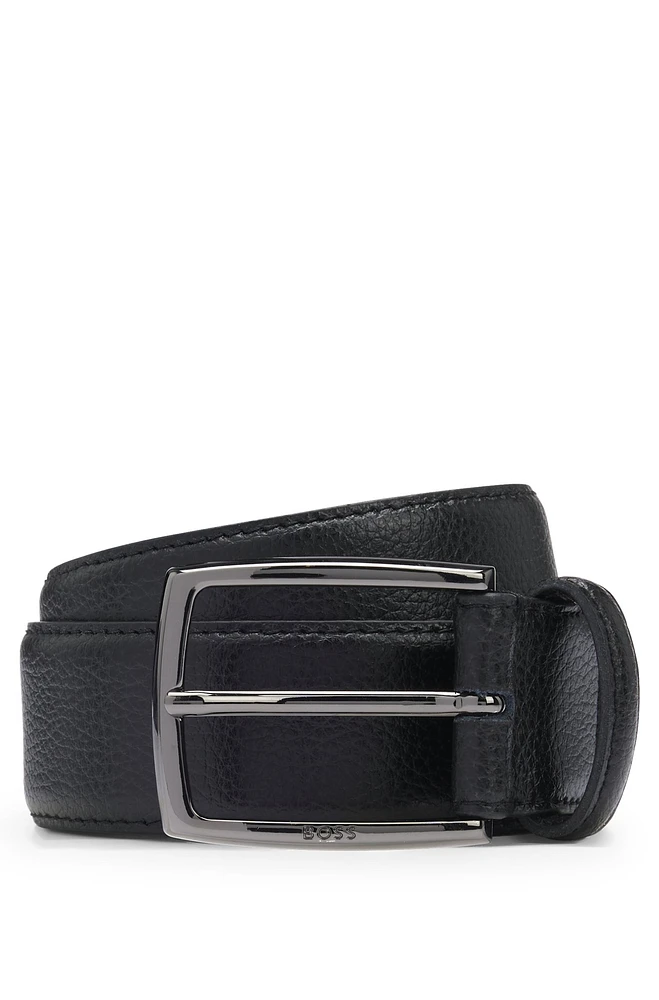 Italian-made grained-leather belt with logo buckle