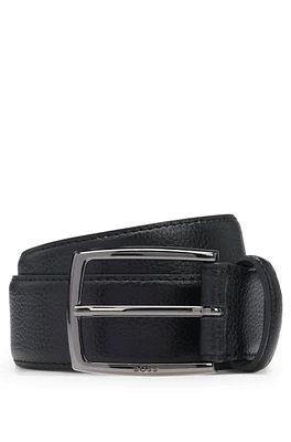 Italian-made grained-leather belt with logo buckle