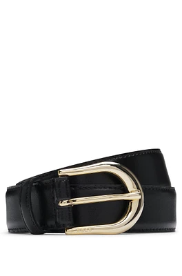 Italian-leather belt with logo buckle