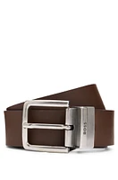 Reversible belt plain and grained leather