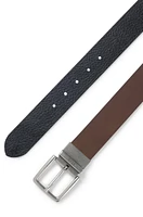 Reversible belt plain and grained leather