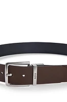 Reversible belt plain and grained leather