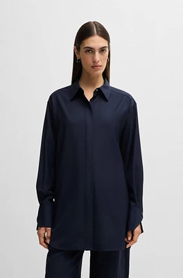 Travel-friendly blouse wrinkle-resistant wool