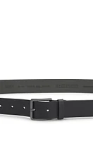 BOSS - Italian-leather belt with embossed structure Black