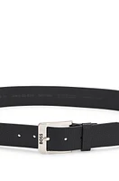 Italian-leather belt with logo buckle