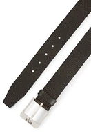 Italian-leather belt with logo buckle