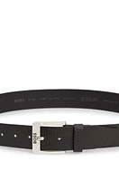 Italian-leather belt with logo buckle