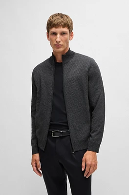 Zip-up cardigan wool