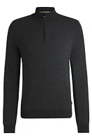 Zip-neck sweater wool with jacquard pattern