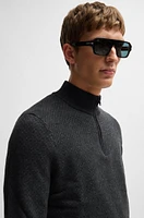 Zip-neck sweater wool with jacquard pattern