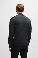 Zip-neck sweater wool with jacquard pattern