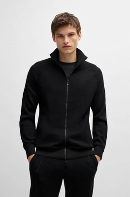 Zip-up cardigan wool