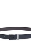 Reversible Italian-leather belt with interchangeable buckles