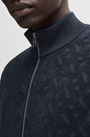 Zip-up sweatshirt cotton with tonal monograms