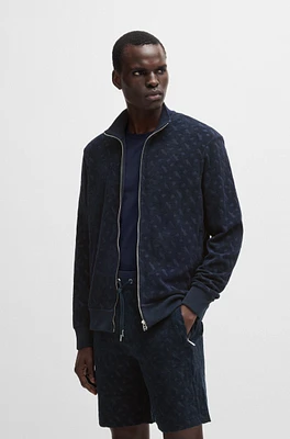 Zip-up sweatshirt cotton with tonal monograms