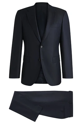 Regular-fit suit patterned wool and silk