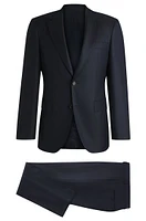 Regular-fit suit patterned wool and silk