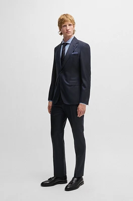 Regular-fit suit patterned wool and silk