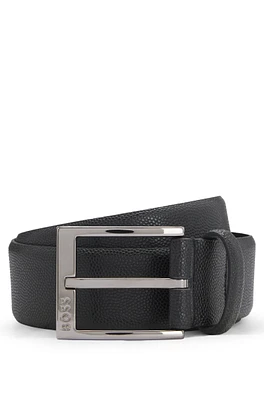 Italian-leather belt with branded buckle