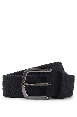Woven belt with leather trims