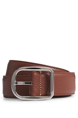 Italian-leather belt with rounded pin buckle