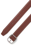 Italian-leather belt with rounded pin buckle