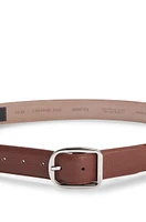 Italian-leather belt with rounded pin buckle