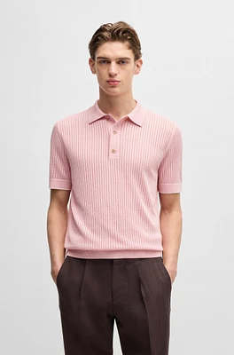 Polo-collar sweater silk and cotton
