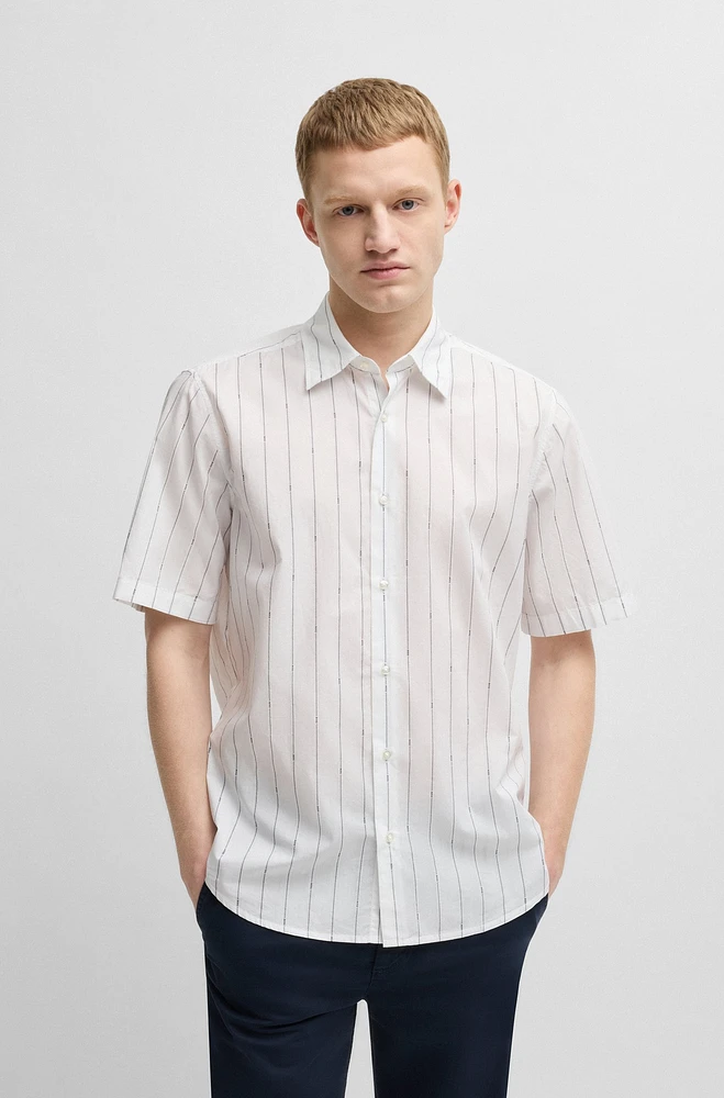 Regular-fit shirt printed cotton poplin