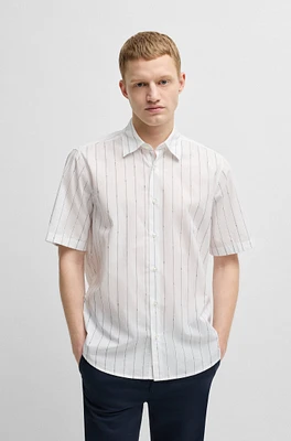 Regular-fit shirt printed cotton poplin