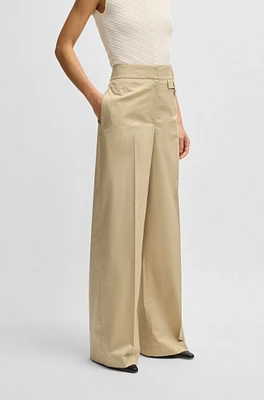 High-waisted regular-fit trousers airy stretch cotton