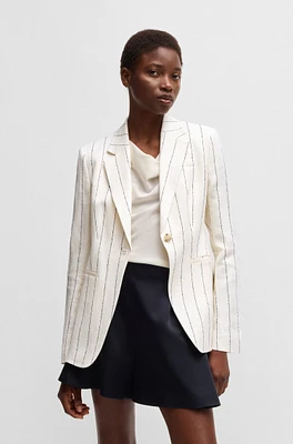 Slim-fit suit jacket striped linen-blend bouclé