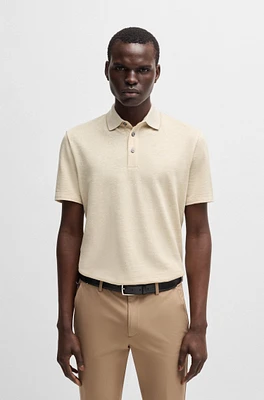 Knit polo shirt cotton and linen
