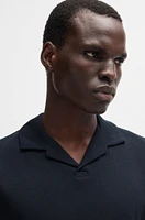 Cotton-linen polo shirt with Johnny collar