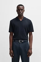 Cotton-linen polo shirt with Johnny collar