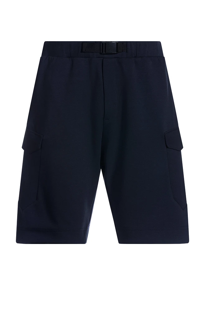 Super-stretch shorts with hopsack paneling