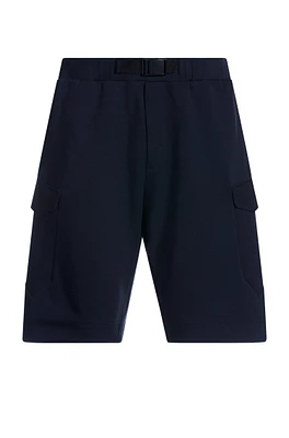 Super-stretch shorts with hopsack paneling