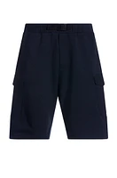 Super-stretch shorts with hopsack paneling