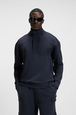 Super-stretch sweatshirt with stormflap detail