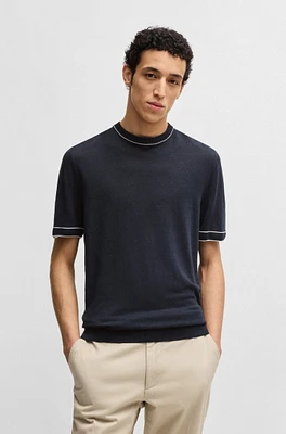 Linen-blend sweatshirt with tipping