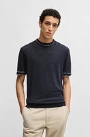 Linen-blend sweatshirt with tipping