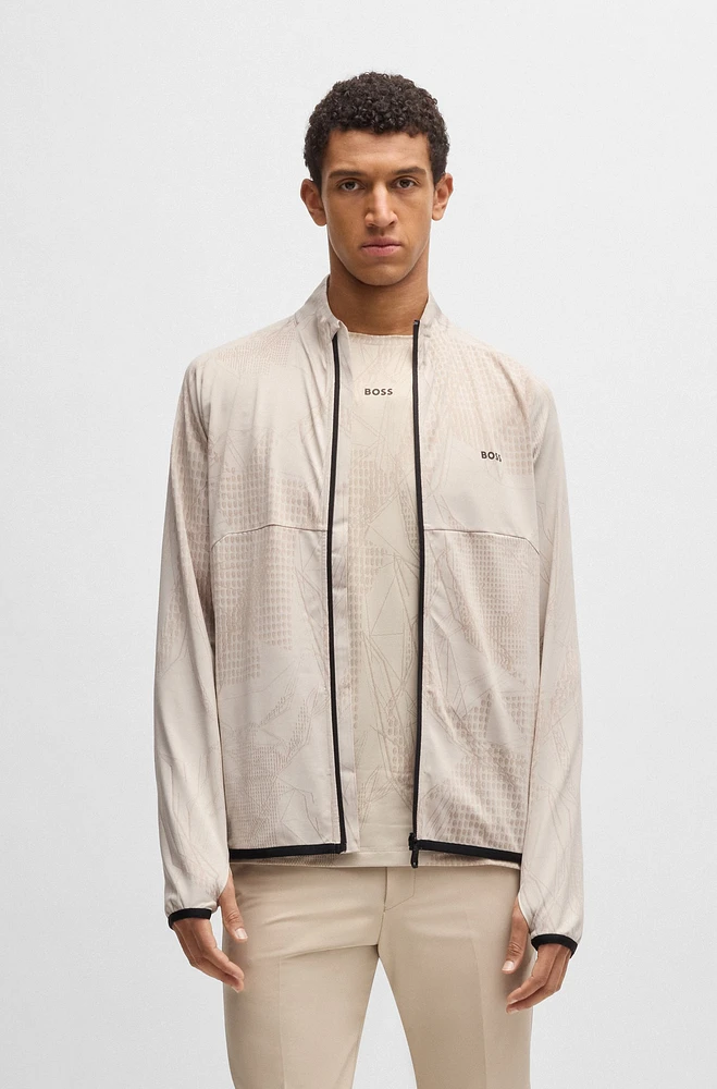 Active zip-up sweatshirt with dynamic jacquard pattern